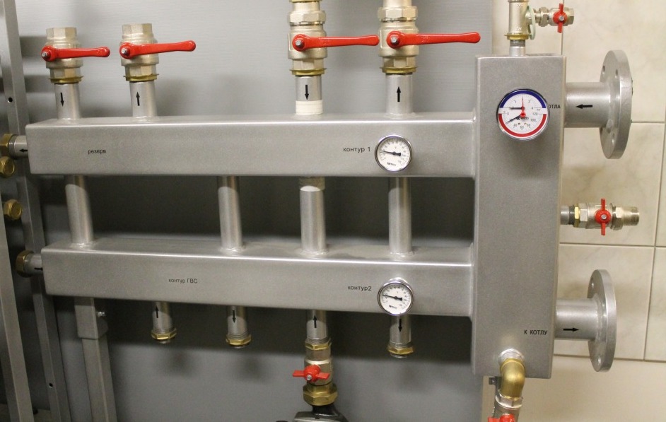 Коллектор с расходомерами и термометрами для систем отопления купить в Санкт-Петербурге, цена